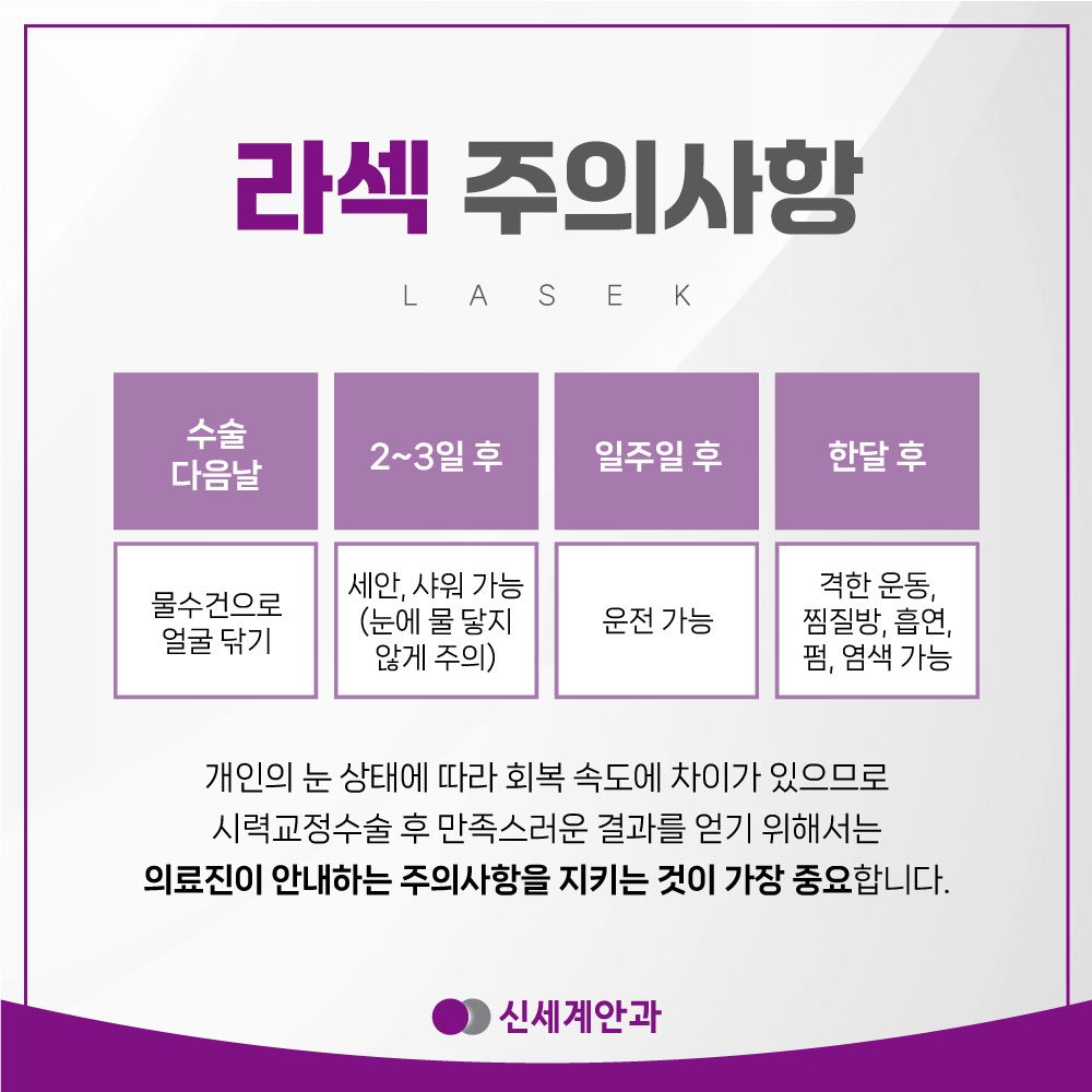라섹 수술 후 주의사항